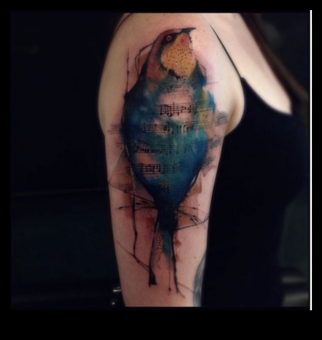 Matēta elegance: mākslinieciskums dinamiskos akvareļu tetovējumos